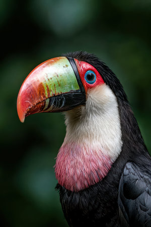 Close-up portrait of a colorful toucanの素材