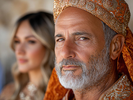 Portrait of a man in traditional clothingの素材