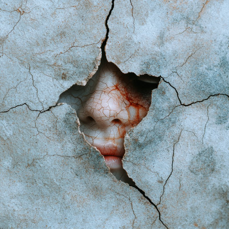Face Emerging from Cracked Wall, Horror, Spooky, Creepy, Scaryの素材