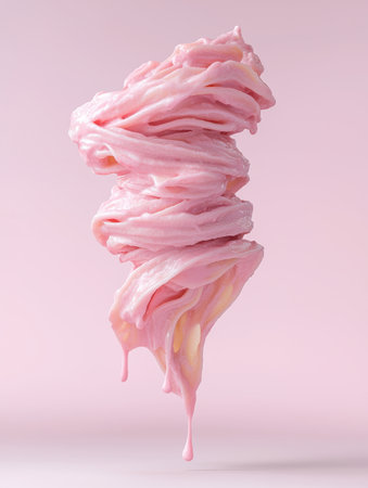 Pink swirl of creamy dessert, melting and drippingの素材