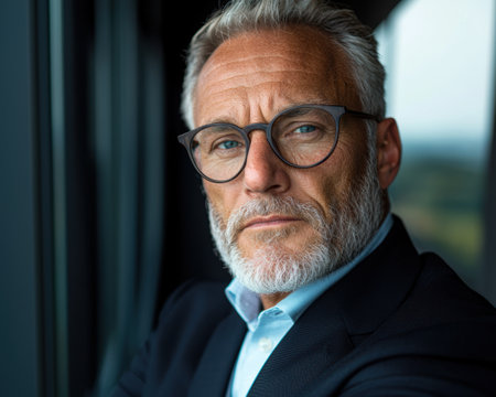 Portrait of a serious businessman looking at the cameraの素材