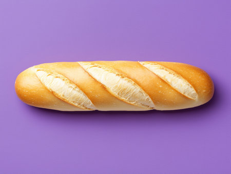 Freshly baked bread on purple backgroundの素材