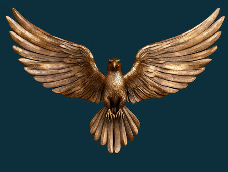 Bronze eagle statue with wings spread wideの素材