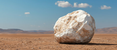 Large white boulder in desert landscapeの素材