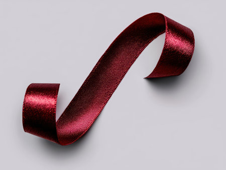 Burgundy ribbon on white backgroundの素材