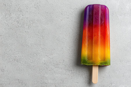 Rainbow popsicle on grey backgroundの素材