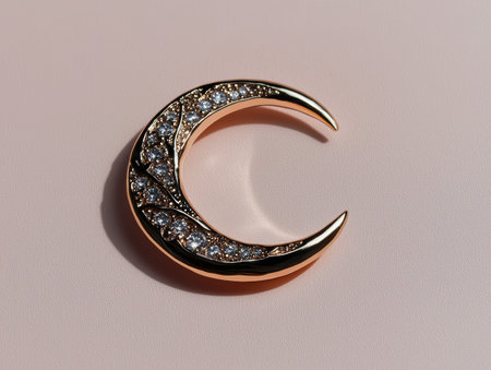 Rose gold crescent moon pendant with diamondsの素材