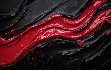 Abstract red and black paint swirls background textureの素材
