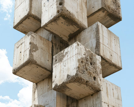 Abstract concrete structure against a blue skyの素材