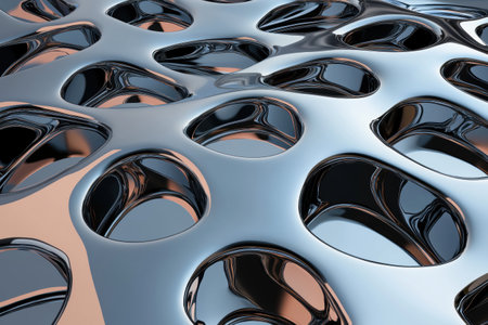Abstract 3D rendering of a metallic surface with holesの素材