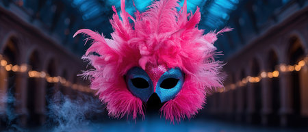 Pink feather mask for masquerade ball or carnivalの素材