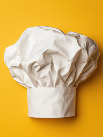 White chef hat on yellow backgroundの素材