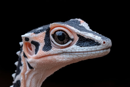 Close-up of a baby lizard's head and eye, exotic pet reptileの素材