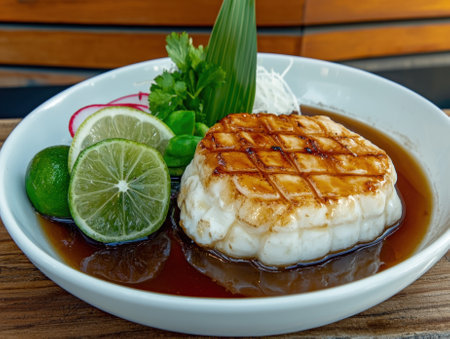 Pan-seared scallops with lime and soy sauceの素材