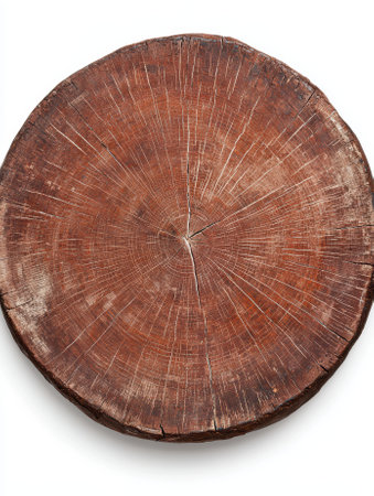 Round wooden texture background, rustic wood grain, tree trunk cross sectionの素材