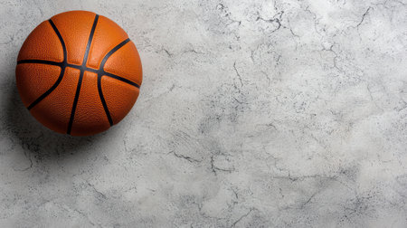 Close-up of a basketball on a textured surfaceの素材