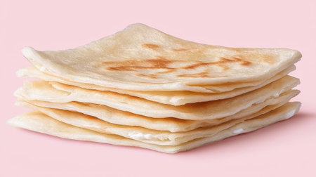 Stack of delicious flatbreads, perfect for any mealの素材