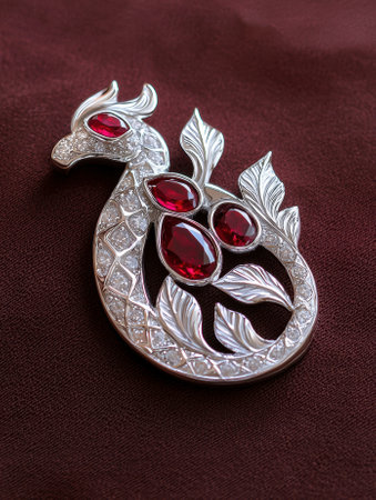 Silver dragon pendant with rubies and diamondsの素材