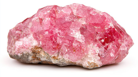 Close-up of a vibrant pink mineral specimenの素材