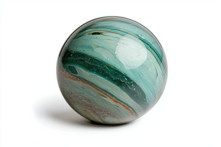 Green and blue marble sphere on white backgroundの素材