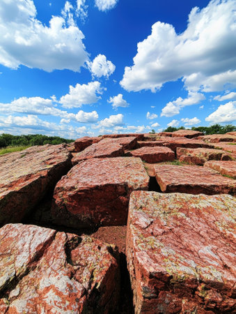 Red rock formations under a vibrant blue skyの素材