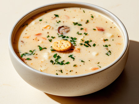 Creamy Seafood Chowder in a Bowlの素材