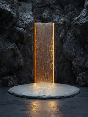 Glowing portal in a dark caveの素材