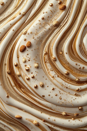 Abstract gold and white marble texture with nuts and pearlsの素材