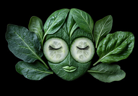 Spa day face mask made of spinach and cucumberの素材