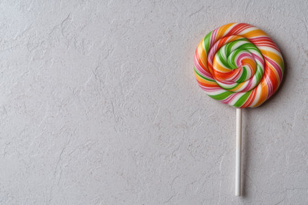Colorful swirl lollipop on grey backgroundの素材