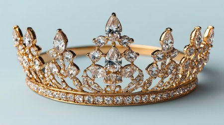 Luxury diamond crown on blue backgroundの素材