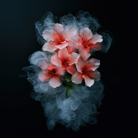 Smoky floral arrangement of pink azaleasの素材