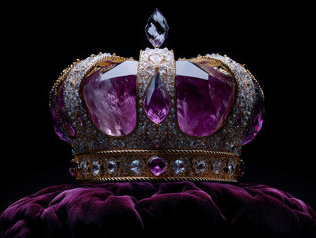 Amethyst crown on purple velvet cushionの素材