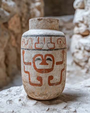 Ancient painted vase with intricate designsの素材