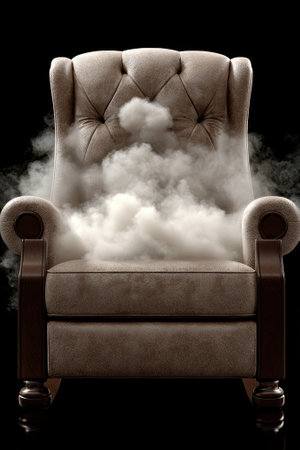 Luxury armchair filled with steam, clean and freshの素材