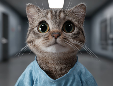 cute cat in a hospital gownの素材