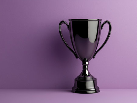 Black trophy on purple backgroundの素材