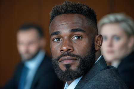 Confident businessman in a meetingの素材