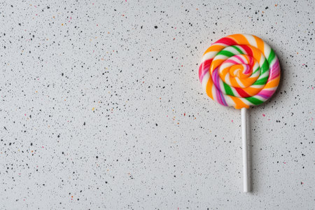 Colorful swirl lollipop on speckled backgroundの素材