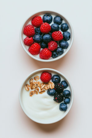 Yogurt parfait with berries and granolaの素材