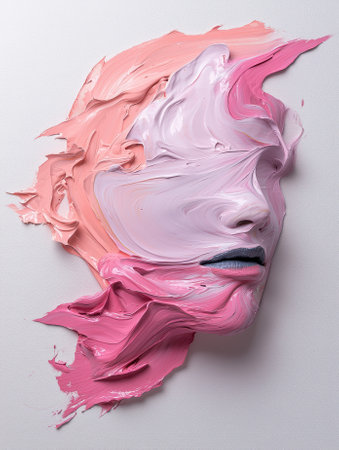 Abstract paint portrait of a woman's faceの素材