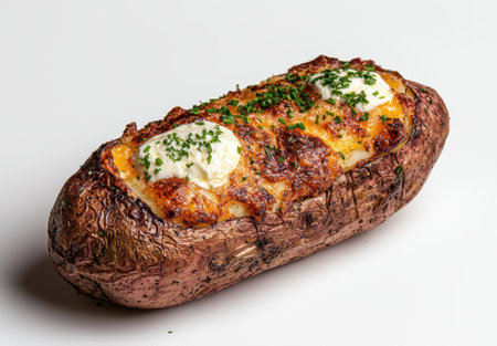 Loaded baked potato with cheese and chivesの素材