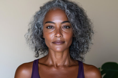 Portrait of a woman with gray hairの素材