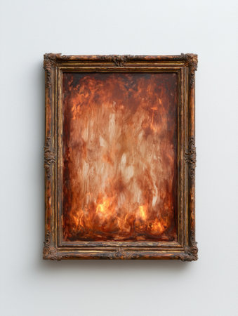Ornate frame with fiery abstract paintingの素材