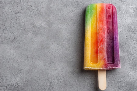 Rainbow popsicle on gray backgroundの素材