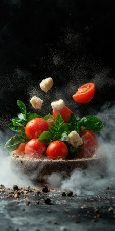 Delicious bruschetta with fresh tomatoes and basilの素材