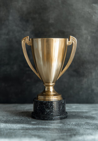 Gold trophy on dark backgroundの素材
