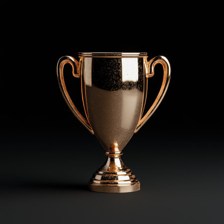 Golden trophy on black backgroundの素材