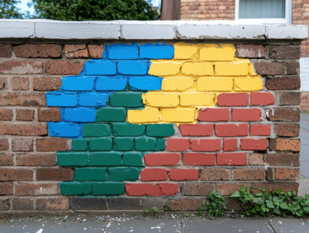 Colorful painted brick wall textureの素材