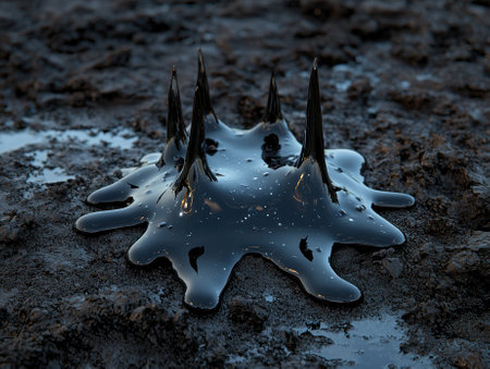 Abstract dark liquid with sharp pointsの素材